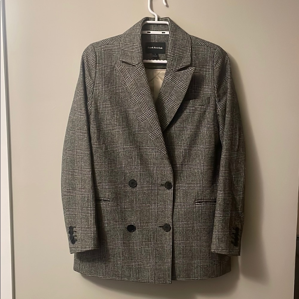 Frank and Oak Double-Breasted Plaid Blazer